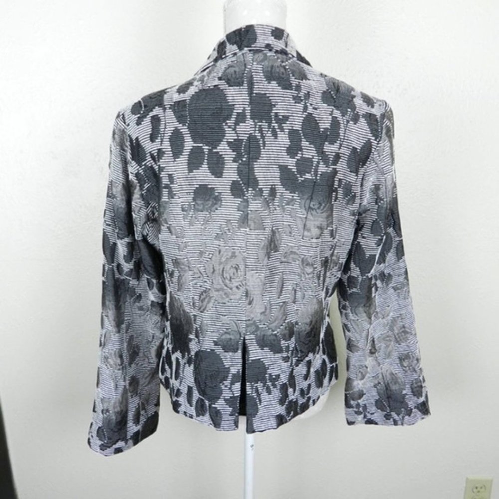 Coldwater Creek:  Beautiful Silver Gray Jacquard Jacket - Picture 3 of 5